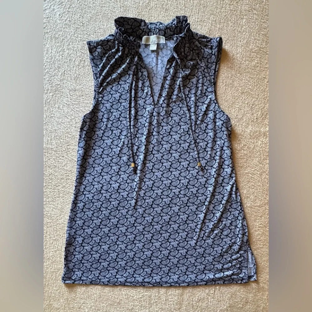 Michael Kors Black and Gray Patterned Blouse